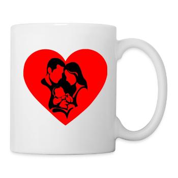 Heart Silhouette Family with Baby - Mug - white - Right