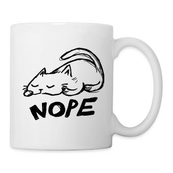 Faule Katze Nope - Tasse - Weiß - Rechts