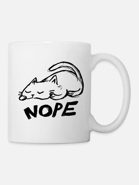 Faule Katze Nope - Tasse - Weiß