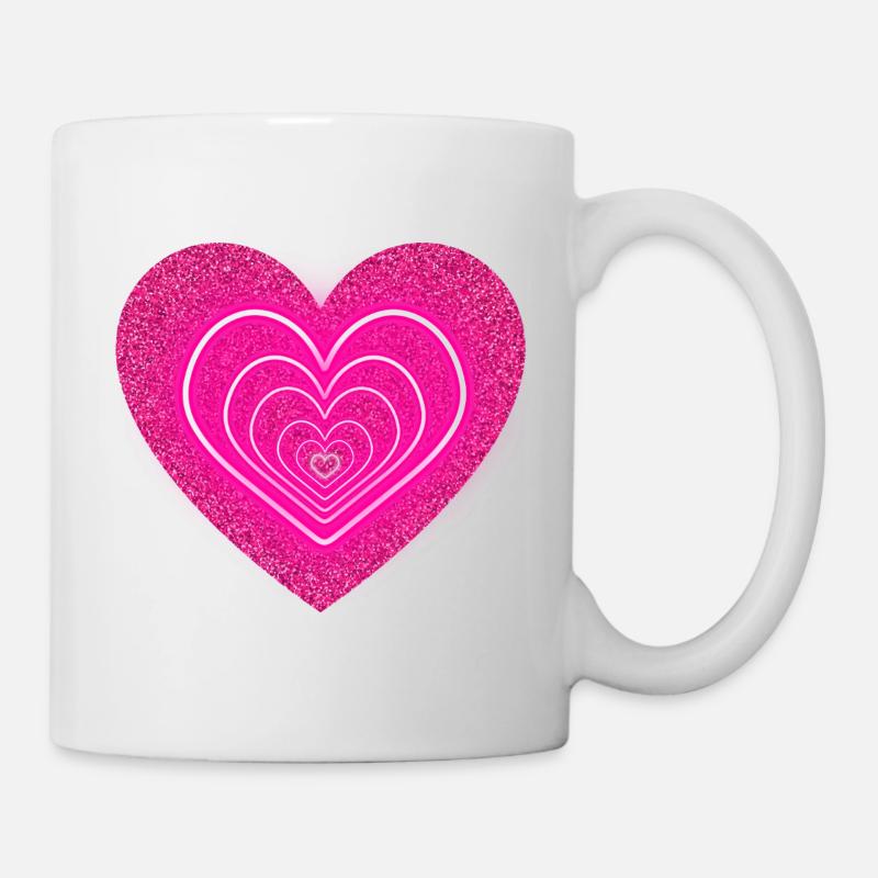 Rosa Glitzerherz-Liebesdesign - Tasse - Weiß