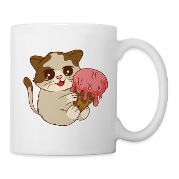 Le chat mange de la glace - Mug blanc - blanc - Droite