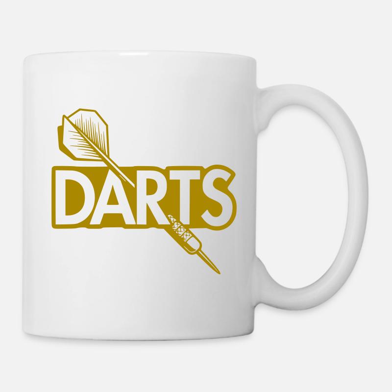 Darts Dartpfeil durch Schrift Logo - Tasse - Weiß