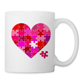 Explosion de couleurs du puzzle de cœur - Mug blanc - blanc - Droite