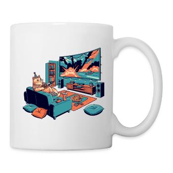 Cat cinema in the living room Cinema cat Chillout cat - Mug - white - Right
