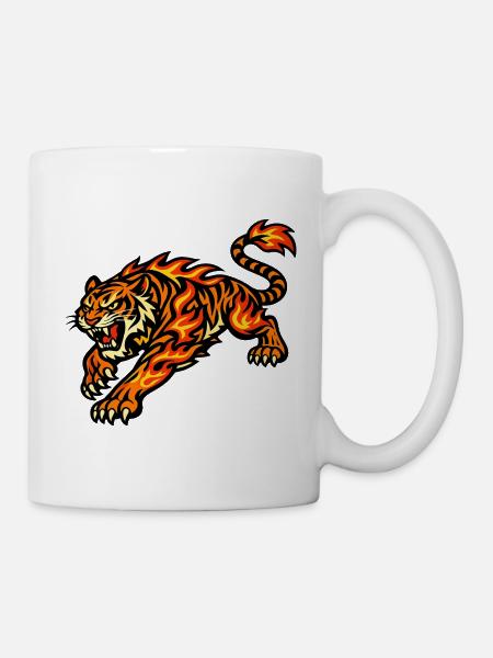Feuertiger – Tier aus Flammen - Tasse - Weiß