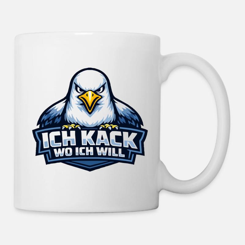 Böse Möwe "Ich kack wo ich will" Spruch - Tasse - Weiß