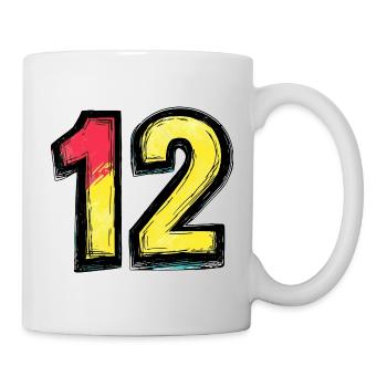 12 Nombre coloré - Mug blanc - blanc - Droite