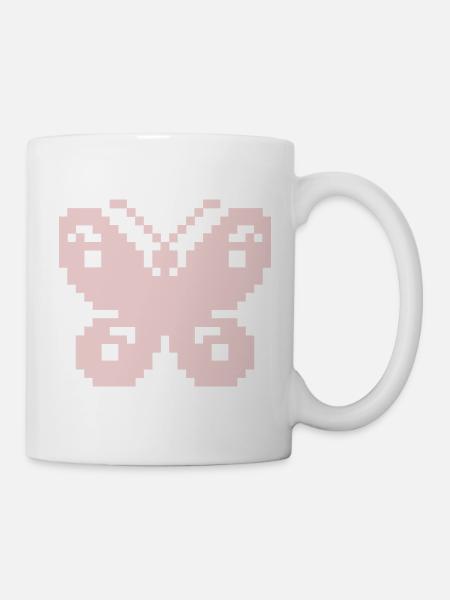 Pixel Pink Butterfly - Tasse - Weiß