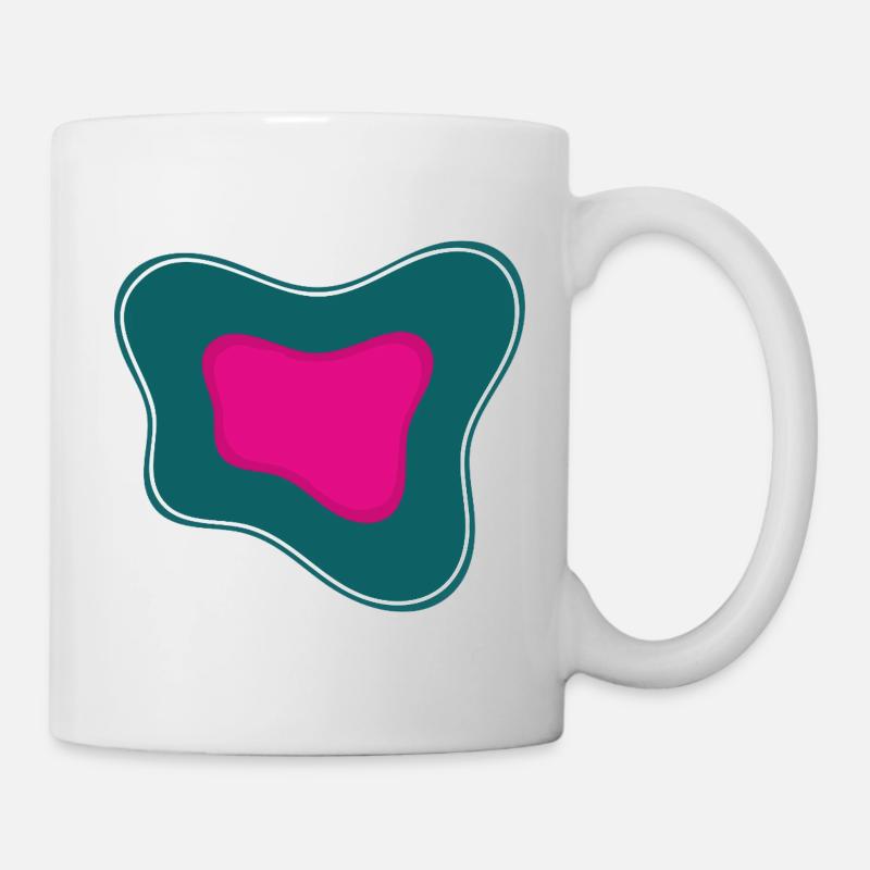 Rosa Abstraktion auf türkisfarbenem Hintergrund - Tasse - Weiß