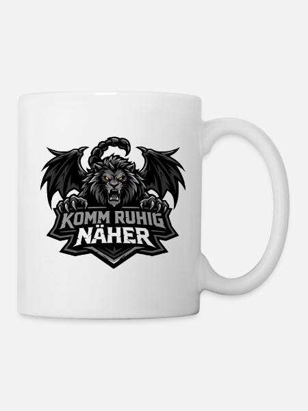 Mantikor Fabelwesen Design: Komm näher Spruch - Tasse - Weiß