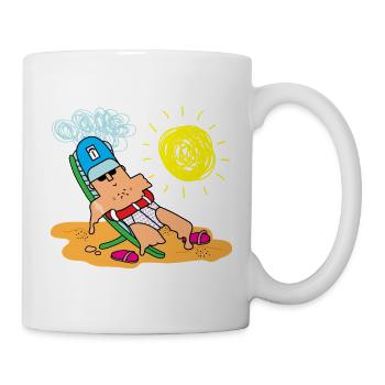 Sunny Beach Lounger Cartoon - Tasse - Weiß - Rechts