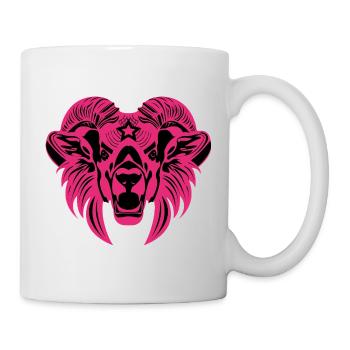 Tierkopf – Fabeltier, Tier, Löwe, Bock, Ram, Buck - Tasse - Weiß - Rechts