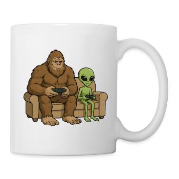 Bigfoot Alien Spielt Videospiel Gaming Sasquatch - Tasse - Weiß - Rechts