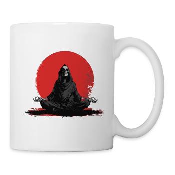 Grim Reaper Meditation in front of red sun - Mug - white - Right