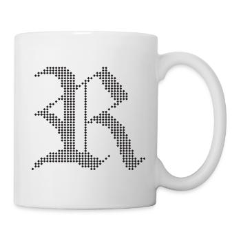Typografisches R-Gotik-Buchstabendesign - Tasse - Weiß - Rechts