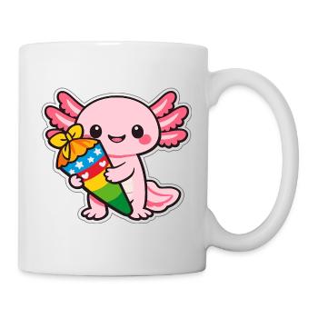 Kawaii dragon with fireworks axolotl - Mug - white - Right