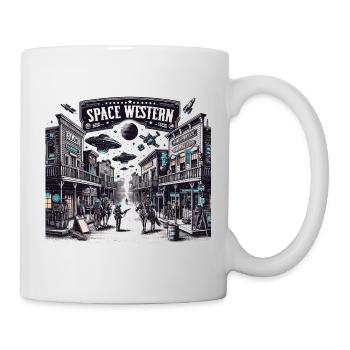 Scène de la Ville Western Spatiale - Mug blanc - blanc - Droite