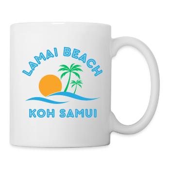 Lamai Beach Koh Samui Palm Sonnenuntergang - Tasse - Weiß - Rechts