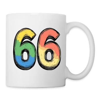 66 Zahl Bunt - Tasse - Weiß - Rechts