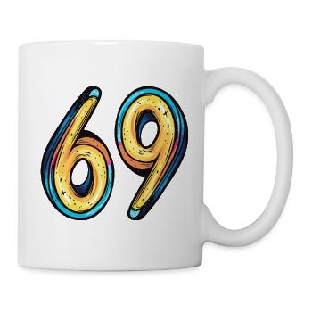 69 Zahl Bunt - Tasse - Weiß - Rechts