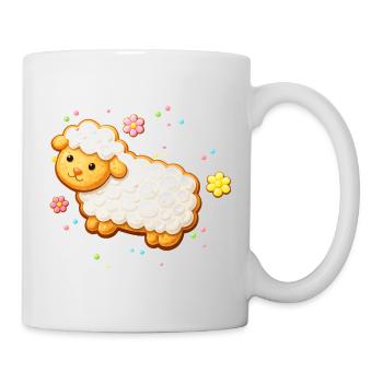 Cute lamb as decorated biscuit illustration - Mug - white - Right