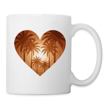 Palm Sunset in Heart Silhouette Design - Mug - white - Right