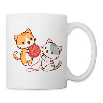 Kittens and kawaii ball - Mug - white - Right