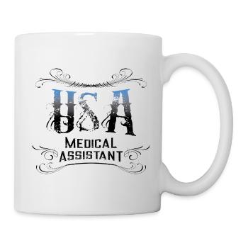 Graphique vintage en filigrane de l’assistant médical américain - Mug blanc - blanc - Droite