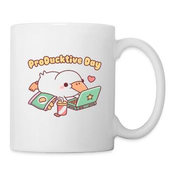 Cute Duck Chilling With Laptop ProDucktive Day - Mug - white - Right