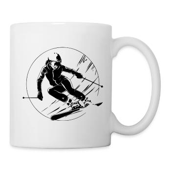 Skiing Skiing Woman Silhouette - Mug - white - Right