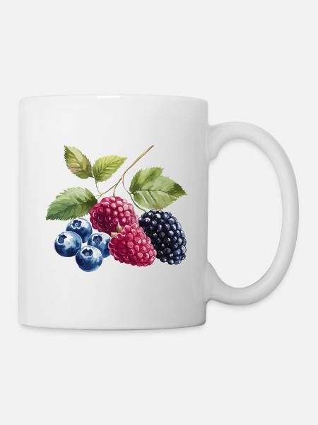 Wildbeeren Beeren Blaubeere Himbeere Brombeere - Tasse - Weiß