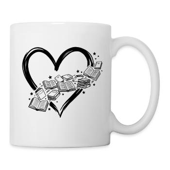 Book Lover T-shirt: Heart of Books Design, Reading - Mug - white - Right