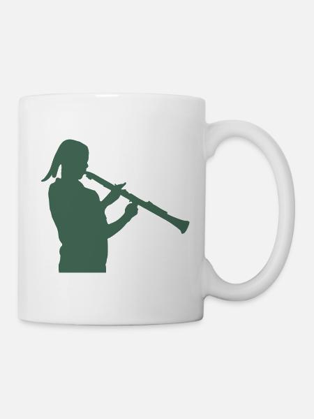 Bläser Silhouette mit Blockflöte - Tasse - Weiß