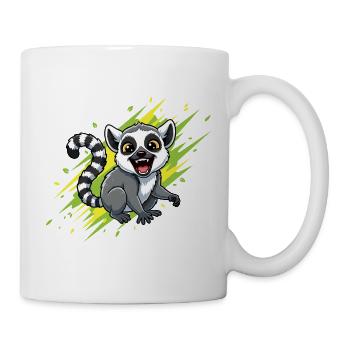 Lémurien joyeux avec fond de faisceau - Mug blanc - blanc - Droite