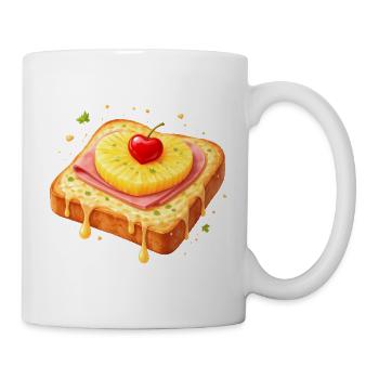 Toast mit Ananas und Kirsche Illustration  - Tasse - Weiß - Rechts