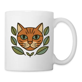 Katzenkopf im Blattkranz - Tasse - Weiß - Rechts