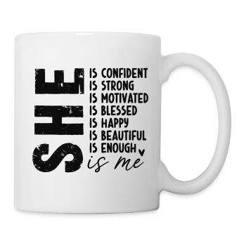 Chemise motivante SHE pour femmes fortes - Mug blanc - blanc - Droite