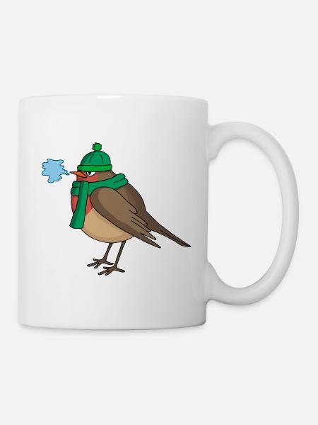 Der Vogel und der Winter - Tasse - Weiß