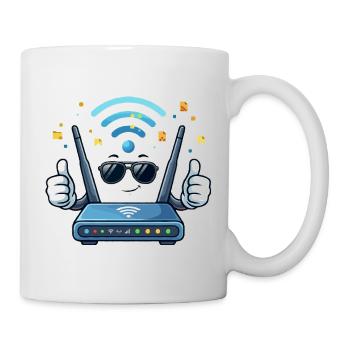 WLAN-Router-Party mit Sonnenbrille - Tasse - Weiß - Rechts