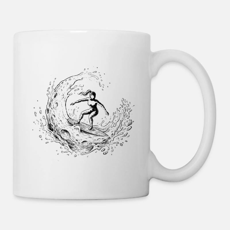 Surfeur Lunaire Cosmique - Mug blanc - blanc