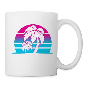 Miami Beach Palmen Neon - Tasse - Weiß - Rechts