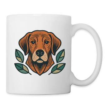 Orange dog in a wreath of leaves - Mug - white - Right