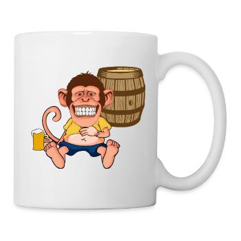Funny Monkey Beer Barrel Retro Cartoon Graphic - Mug - white - Right
