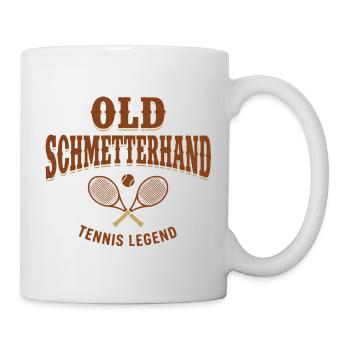 Tennis Fun Shirt, Old Schmetterhand Hoodie, Tote Bag - Mug - white - Right