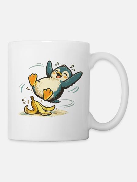 Pinguin Springende Banane - Tasse - Weiß