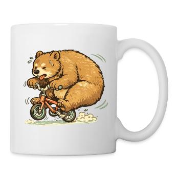 Bär auf Fahrradraserei - Tasse - Weiß - Rechts