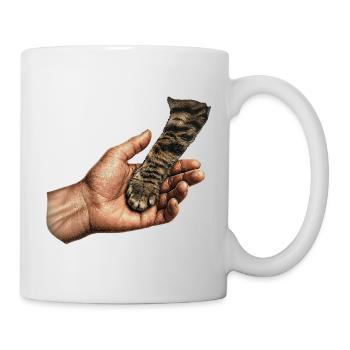 Katzenpfote Händchen Halten Motiv - Tasse - Weiß - Rechts