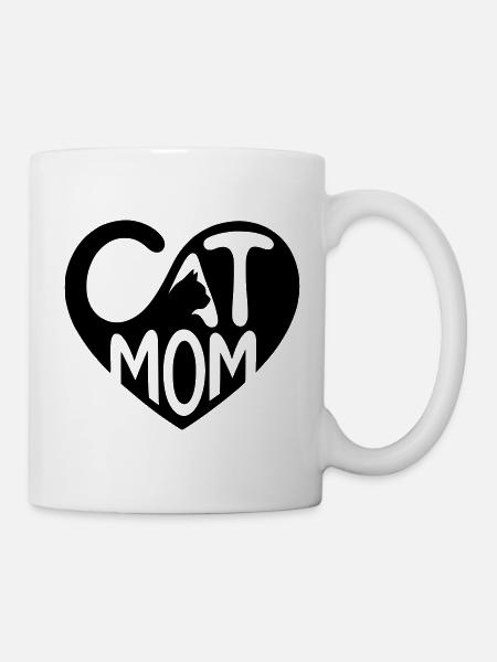 Cat Mom, Cat Mom Heart - Mug - white