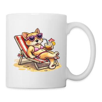 Katze mit Sonnenbrille - Tasse - Weiß - Rechts