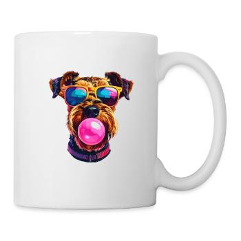Airedale Terrier with Bubblegum Sunglasses - Mug - white - Right